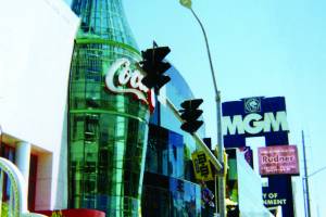 World's largest Coca-Cola bottle located on Las Vegas strip.